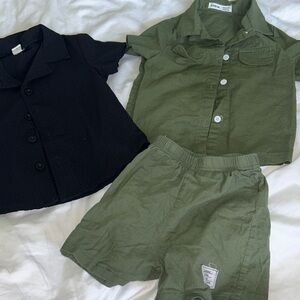Boys 4T matching set with extra black waffle button down